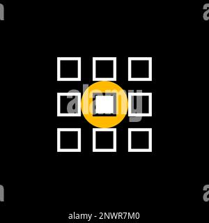 Nine rectangulars line out with circle block on center line pattern image graphic icon logo design abstract concept vector stock tech or internet Stock Vector