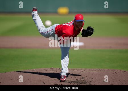 Philadelphia Phillies' Craig Kimbrel, right, and J.T. Realmuto celebrate  after the Phillies won a baseball game against the Kansas City Royals,  Saturday, Aug. 5, 2023, in Philadelphia. (AP Photo/Matt Slocum Stock Photo 