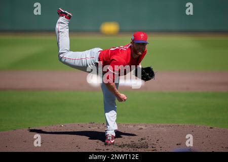 Philadelphia Phillies' Craig Kimbrel, right, and J.T. Realmuto celebrate  after the Phillies won a baseball game against the Kansas City Royals,  Saturday, Aug. 5, 2023, in Philadelphia. (AP Photo/Matt Slocum Stock Photo 