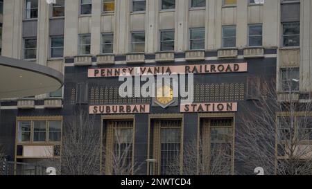 Pennsylvania Railroad Suburban station in Philadelphia - PHILADELPHIA, USA - FEBRUARY 16, 2023 Stock Photo