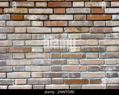 Modern brick textured wall background in design loft style. Grunge reddish brown colored with copy space. Blank poster or wallpaper surface template. Stock Photo
