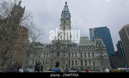 Philadelphia City Hall - PHILADELPHIA, USA - FEBRUARY 16, 2023 Stock Photo