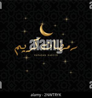 Ramadan Kareem Greeting Card. arabic calligraphy of ramadan kareem, background modern illustration Stock Vector