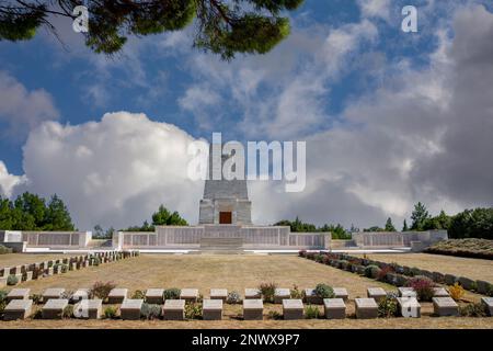Gallipoli, Canakkale, Turkey - September 26, 2021: Monument in memory of the Anzac soldiers who lost their lives in Gallipoli, Çanakkale, iconic pine Stock Photo