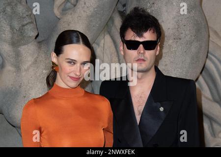 Devon Lee Carlson and Duke Nicholson attending the Saint Laurent Womenswear Fall Winter 2023-2024 show as part of Paris Fashion Week in Paris, France on February 28, 2023. Photo by Aurore Marechal/ABACAPRESS.COM Stock Photo