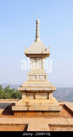 View of Sutra Stupa Near Vishwa Shanti Stupa, Rajgir, Nalanda, Bihar, India Stock Photo