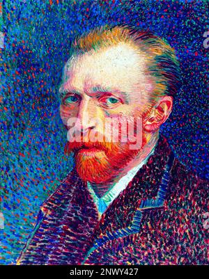 Self portrait, Vincent Van Gogh painting. Stock Photo