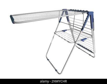 Folding clothes dryer isolated on white background. Clipping Path included. Stock Photo