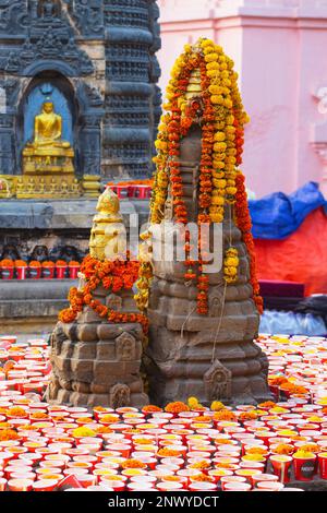 Small Stupa Inside Complex of Mahabodhi Temple, Bodh Gaya, Bihar, India Stock Photo