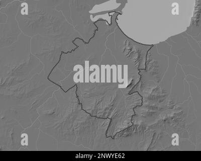 Ben Arous, governorate of Tunisia. Bilevel elevation map with lakes and rivers Stock Photo