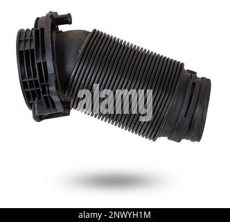 Air duct to the filter of intake manifold of the car engine from textured material and black plastic to condition the air and prevent dust from enteri Stock Photo