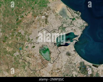 Tunis, governorate of Tunisia. Low resolution satellite map Stock Photo