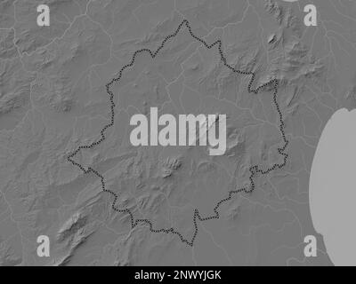 Zaghouan, governorate of Tunisia. Bilevel elevation map with lakes and rivers Stock Photo