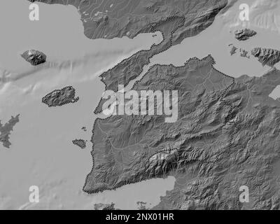 Canakkale, province of Turkiye. Bilevel elevation map with lakes and rivers Stock Photo