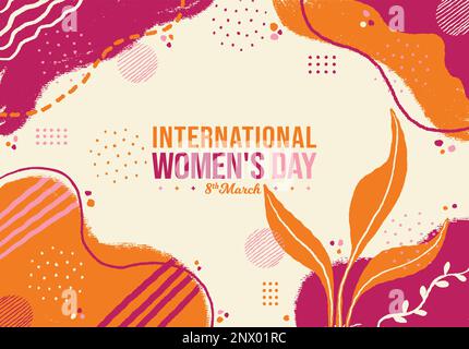International Women's Day Memphis concept Background. March 08 colorful celebration poster. Horizontal banner vector illustration. Website header post Stock Vector