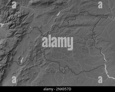 Gaziantep, province of Turkiye. Grayscale elevation map with lakes and rivers Stock Photo