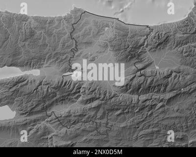 Sakarya, Province Of Turkiye. Grayscale Elevation Map With Lakes And ...