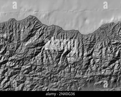 Trabzon, province of Turkiye. Bilevel elevation map with lakes and rivers Stock Photo