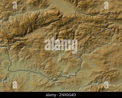 Tunceli, province of Turkiye. Colored elevation map with lakes and ...