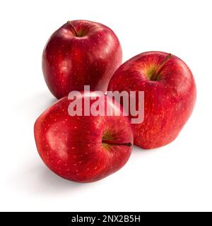 Three Red Delicious Apples Isolated on A White Background Stock Photo