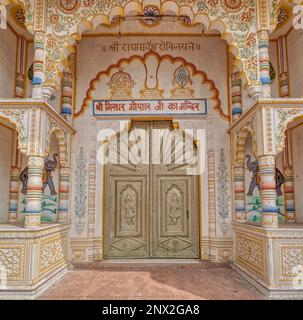 Pushkar temple Parshuram Dwara Mandir entrance door in Rajasthan India Stock Photo