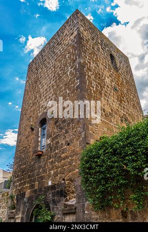 The medieval truncated tower of the Baronial Palace in Tuscania. Tuscania, Viterbo province, Lazio, Italy, Europe Stock Photo