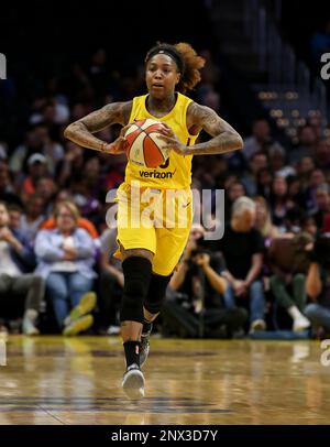 los angeles sparks guard cappie pondexter 25 making a chest pass during the chicago sky vs los angeles sparks game at staples center in los angeles ca on june 10 2018 photo by jevone moore cal sport media via ap images