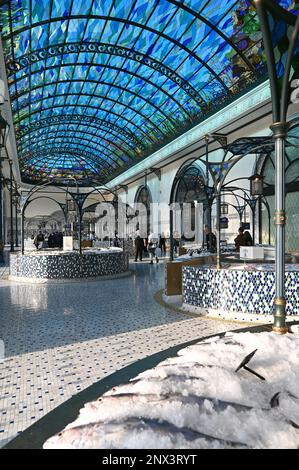 Fish Market Hall Chabra in Mina District, Mia Park, Old Harbour Doha, Qatar Stock Photo