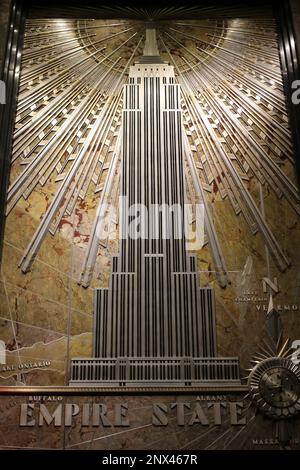 NEW YORK, USA - NOVEMBER 15, 2016 inside the entrance of the Empire State Building Stock Photo