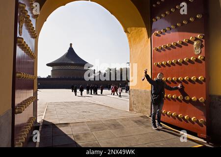 Temple of Heaven. Tiantan gateway,Beijing, China Stock Photo