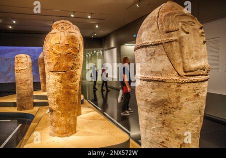 Human shaped coffins 13th century BCE,pottery, in  Israel Museum, Jerusalem, Israel Stock Photo