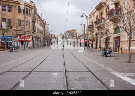 Sabbath day, in Yafo street also called Jaffa street, Jerusalem, Israel Stock Photo