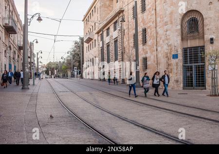 Sabbath day, in Yafo street also called Jaffa street, Jerusalem, Israel Stock Photo