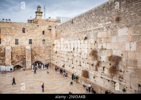 Western Wall, Wailing Wall, Jewish Quarter, Old City, Jerusalem, Israel. Stock Photo