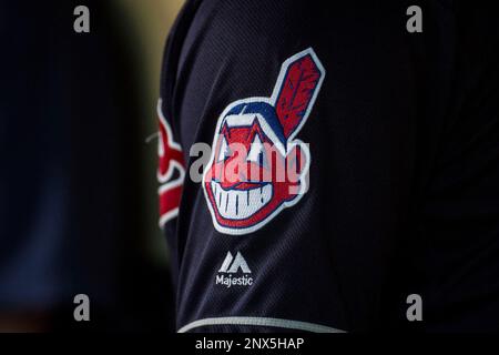 May 19, 2018: The Chief Wahoo logo can be seen on the sleeve of an Indians