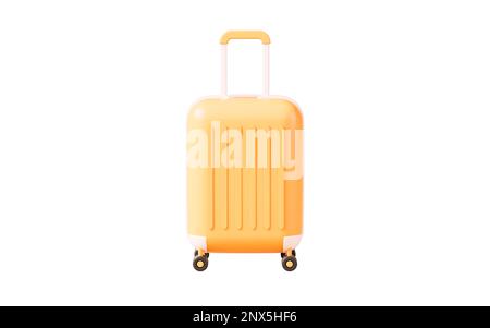 A yellow luggage in the white background, 3d rendering. Digital drawing. Stock Photo