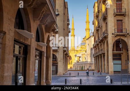 Mohammad Al-Amine Mosque from , souk Abou Nasser street, Downtown, Beirut, Lebanon Stock Photo