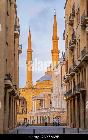 Mohammad Al-Amine Mosque from , souk Abou Nasser street, Downtown, Beirut, Lebanon Stock Photo