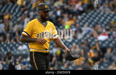 Pittsburgh Pirates' Felipe Vazquez walks in from the field during batting  practice before baseball game against the Cincinnati Reds, Saturday, April  6, 2019, in Pittsburgh.(AP Photo/Keith Srakocic Stock Photo - Alamy