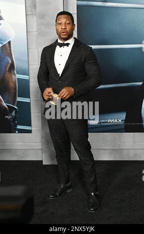 Hollywood, California, USA. 27th Feb, 2023. Jonathan Majors attends the Los Angeles Premiere of 'CREED III' at TCL Chinese Theatre on February 27, 2023 in Hollywood, California. Credit: Jeffrey Mayer/Jtm Photos/Media Punch/Alamy Live News Stock Photo