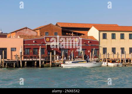 Fornace Venier glass making factory at Murano, Venice, Italy in February Stock Photo