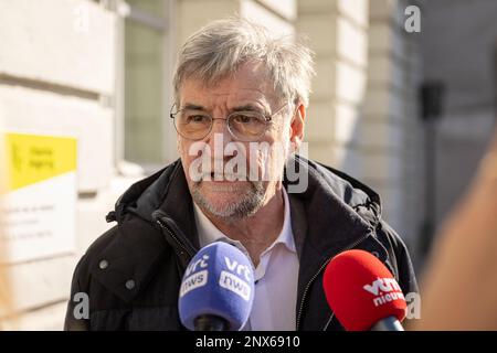 N-VA's group chairman Wilfried Vandaele pictured after a meeting of the Flemish Government to discuss new rules to reduce nitrogen emissions, at the residence of the Flemish Minister-President in Brussels on Wednesday 01 March 2023. BELGA PHOTO JAMES ARTHUR GEKIERE Stock Photo