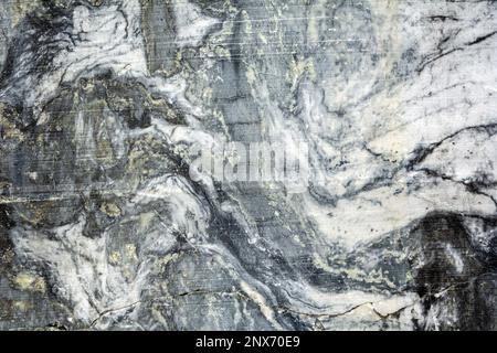 The texture of the stone of a beautiful pattern on the developments of the old marble quarry Stock Photo