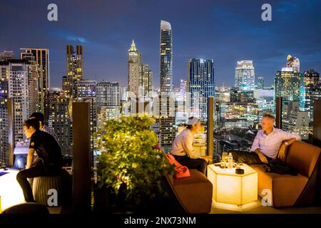 Char Rooftop Bar at Indigo Hotel, Skyline, downtown, Bangkok, Thailand Stock Photo