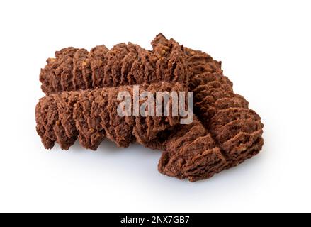 Cookies made with seven cereales and cocoa isolated on white and clipping path included Stock Photo