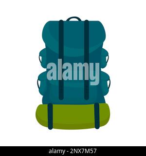 Tourist backpack flat icon. Colored vector element from camping collection. Creative Tourist backpack icon for web design, templates and infographics. Stock Vector