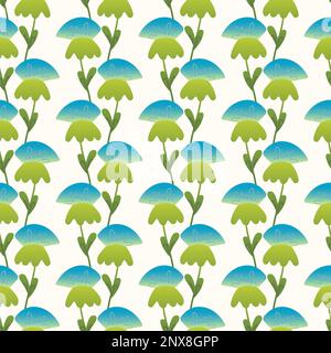 Seamless floral pattern based on traditional folk art ornaments. Colorful flowers on color background. Scandinavian style. Sweden nordic style. Vector Stock Vector