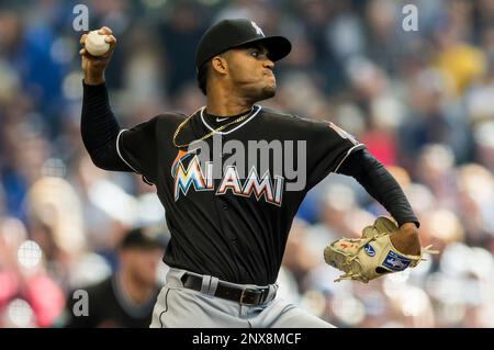 Baltimore, MD, USA. 17th June, 2018. Miami Marlins first baseman Justin  Bour (41) walks to the dugout before the start of MLB action between the  Miami Marlins and the Baltimore Orioles at