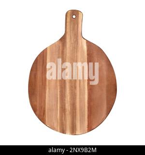 Round wooden board isolated on white background. Top view of chopping board  Stock Photo - Alamy