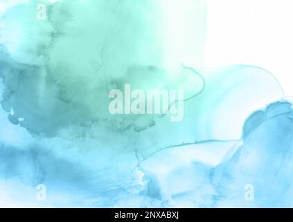 Hand painted watercolour background in teal and blue colours Stock Vector